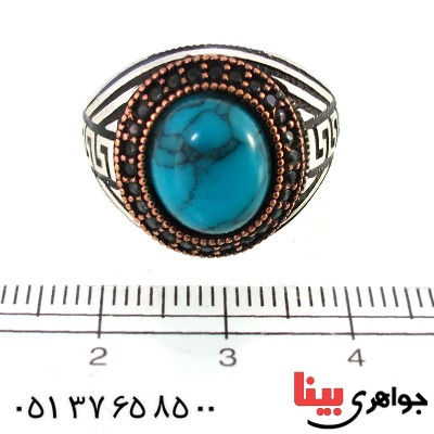 انگشتر ابسیدین آبی مردانه درشت مدل ورساچ _کد:10343