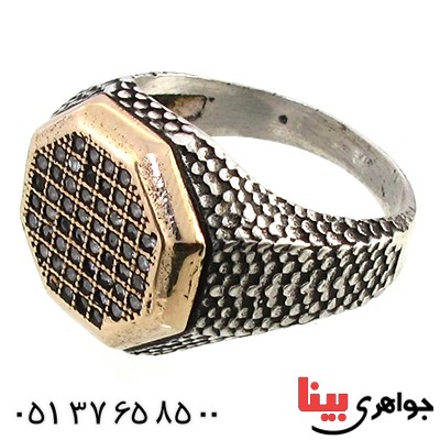 انگشتر نقره مردانه طرح برلیان _کد:10345