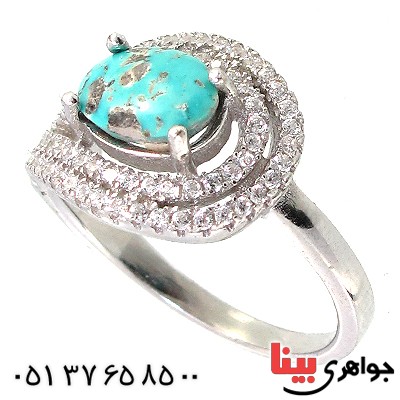 انگشتر فیروزه نیشابوری زنانه مدل هیوا _کد:10346