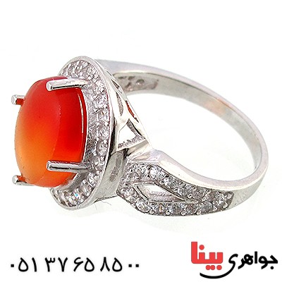 انگشتر عقیق یمنی دو رنگ عالی زنانه مدل ملکه _کد:10351