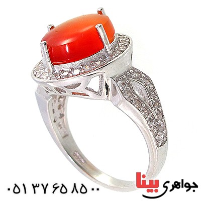 انگشتر عقیق یمنی دو رنگ عالی زنانه مدل ملکه _کد:10351