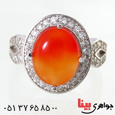انگشتر عقیق یمنی دو رنگ عالی زنانه مدل ملکه _کد:10351