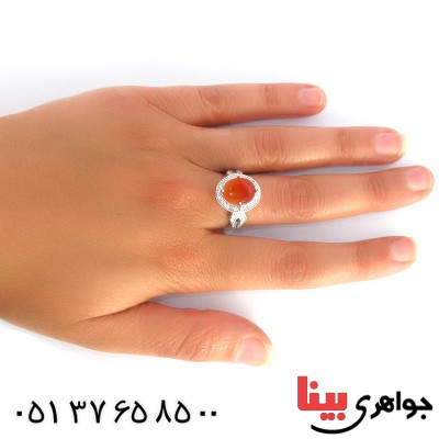 انگشتر عقیق یمنی دو رنگ عالی زنانه مدل ملکه _کد:10351