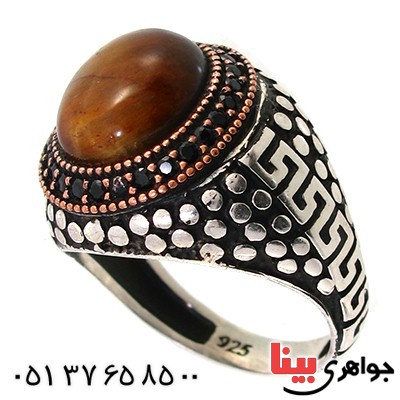 انگشتر چشم ببر مردانه درشت مدل ورساچ _کد:10352