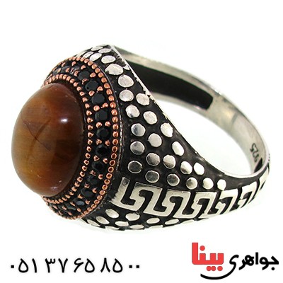 انگشتر چشم ببر مردانه درشت مدل ورساچ _کد:10352