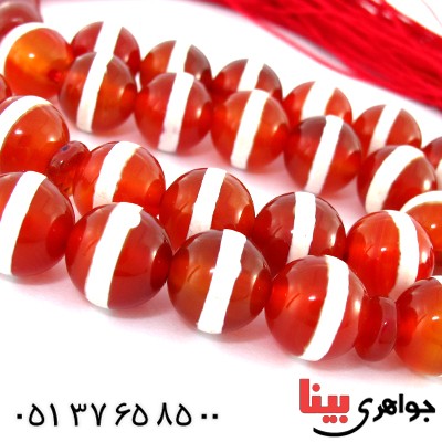 تسبیح عقیق قرمز 33 دانه ای طرح قدیمی و مرصع کاری _کد:10354