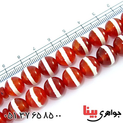 تسبیح عقیق قرمز 33 دانه ای طرح قدیمی و مرصع کاری _کد:10354