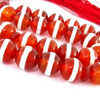 تسبیح عقیق قرمز 33 دانه ای طرح قدیمی و مرصع کاری 