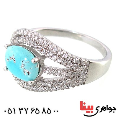 انگشتر فیروزه نیشابوری زنانه مدل شکیلا _کد:10358