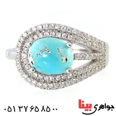 انگشتر فیروزه نیشابوری زنانه مدل شکیلا _کد:10358
