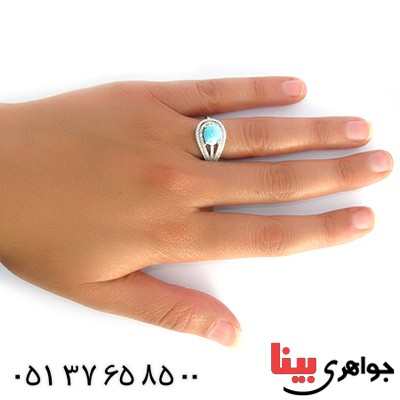 انگشتر فیروزه نیشابوری زنانه مدل شکیلا _کد:10358
