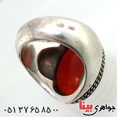 انگشتر عقیق یمنی مرغوب مردانه با حکاکی آیت الکرسی فاخر _کد:1453