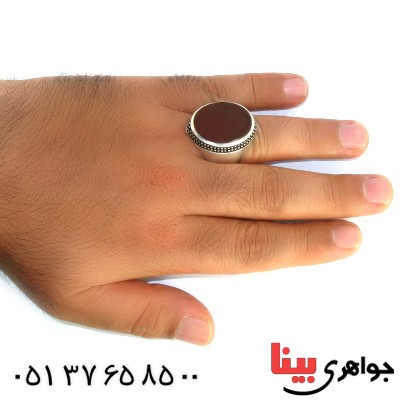 انگشتر عقیق یمنی مرغوب مردانه با حکاکی آیت الکرسی فاخر _کد:1453