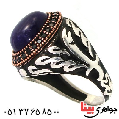 انگشتر آمتیست مردانه درشت مدل ذوالفقار _کد:10360