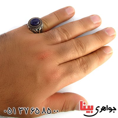 انگشتر آمتیست مردانه درشت مدل ذوالفقار _کد:10360