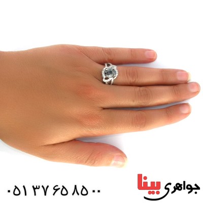 انگشتر حدید صینی زنانه با دعای هفت جلاله مدل گلسا _کد:10362