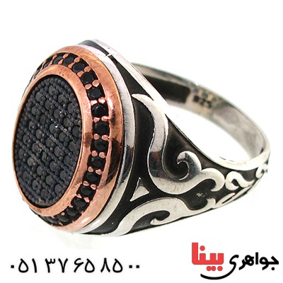 انگشتر عقیق سیاه (اونیکس) مردانه درشت مدل آریان _کد:10364