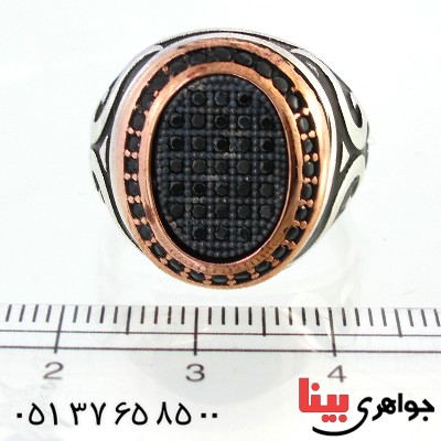 انگشتر عقیق سیاه (اونیکس) مردانه درشت مدل آریان _کد:10364
