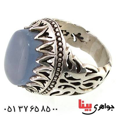 انگشتر عقیق یمنی کبود مردانه درشت فاخر _کد:1458