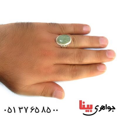 انگشتر یشم مردانه درشت بیضی با دعای رزق و روزی _کد:1459