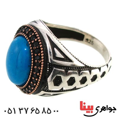 انگشتر کوارتز آبی مردانه درشت مدل کیان _کد:10371