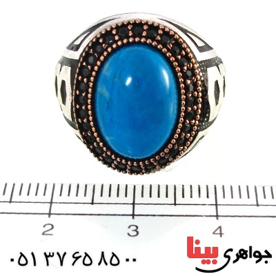 انگشتر کوارتز آبی مردانه درشت مدل کیان _کد:10371