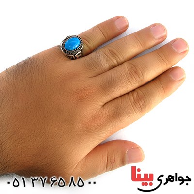 انگشتر کوارتز آبی مردانه درشت مدل کیان _کد:10371
