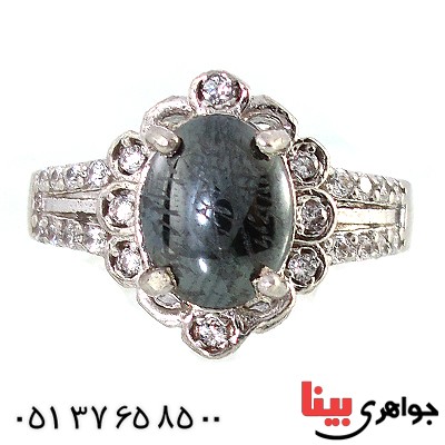 انگشتر حدید صینی زنانه با دعای هفت جلاله مدل گلها _کد:10373