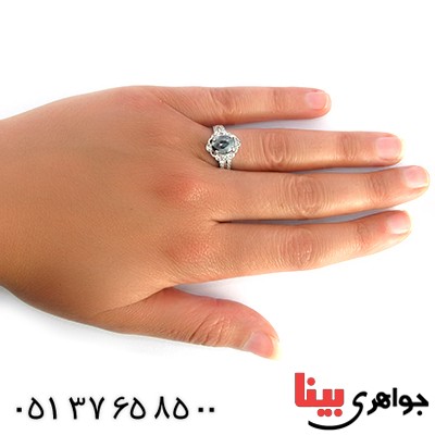 انگشتر حدید صینی زنانه با دعای هفت جلاله مدل گلها _کد:10373