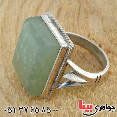انگشتر یشم مردانه مربعی درشت با دعای رزق و روزی _کد:1463