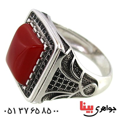 انگشتر عقیق قرمز مردانه کلاسیک _کد:10378