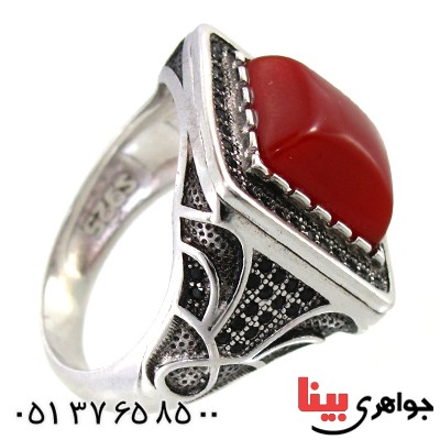 انگشتر عقیق قرمز مردانه کلاسیک _کد:10378