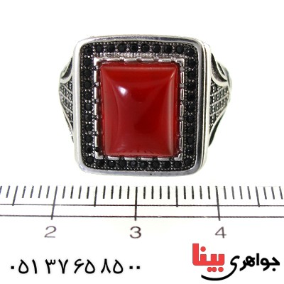 انگشتر عقیق قرمز مردانه کلاسیک _کد:10378