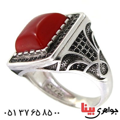 انگشتر عقیق قرمز مردانه کلاسیک _کد:10378