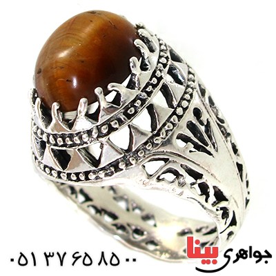 انگشتر چشم ببر مردانه شبکه ای _کد:10385