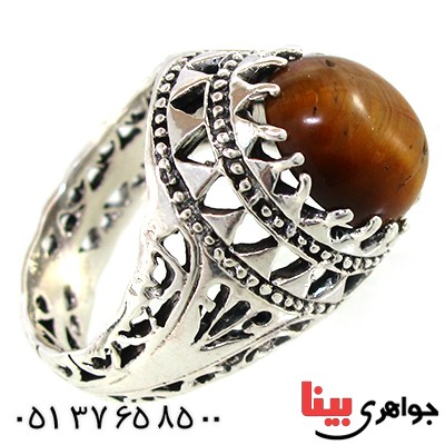 انگشتر چشم ببر مردانه شبکه ای _کد:10385