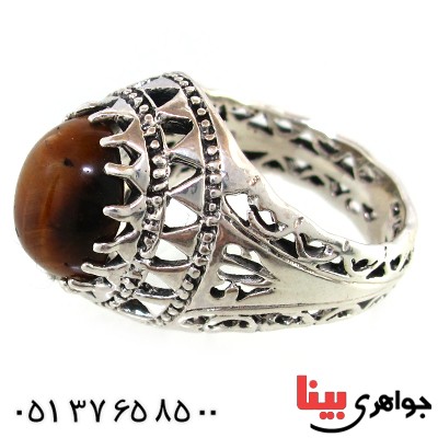 انگشتر چشم ببر مردانه شبکه ای _کد:10385