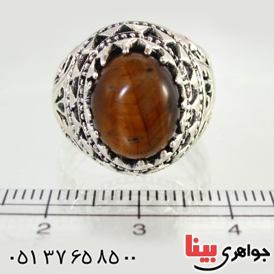 انگشتر چشم ببر مردانه شبکه ای _کد:10385