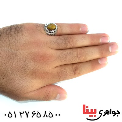 انگشتر چشم ببر مردانه شبکه ای _کد:10385
