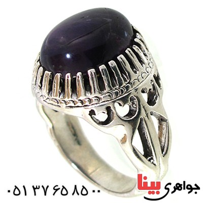 انگشتر آمتیست مردانه درشت دور چنگی _کد:10387