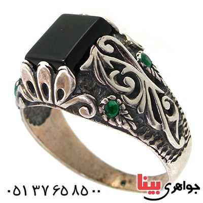 انگشتر عقیق سیاه (اونیکس) مردانه کلاسیک مدل شایان _کد:10392