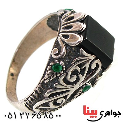 انگشتر عقیق سیاه (اونیکس) مردانه کلاسیک مدل شایان _کد:10392