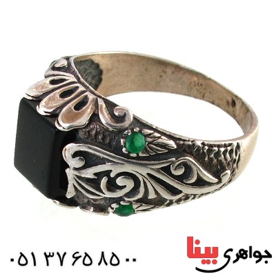 انگشتر عقیق سیاه (اونیکس) مردانه کلاسیک مدل شایان _کد:10392