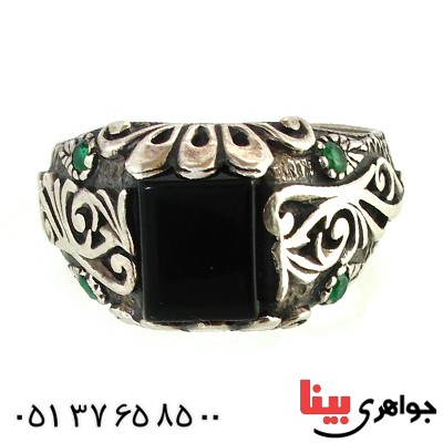 انگشتر عقیق سیاه (اونیکس) مردانه کلاسیک مدل شایان _کد:10392