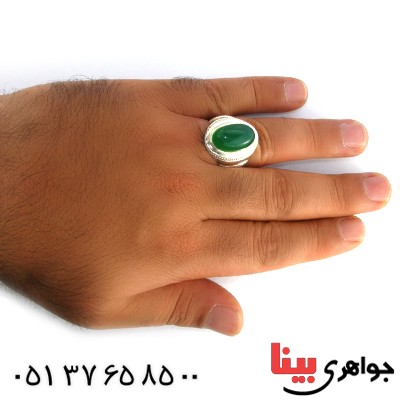 انگشتر عقیق سبز لامپی مردانه درشت نفیس _کد:1468