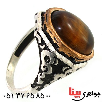 انگشتر چشم ببر مردانه درشت مدل فرهید _کد:10396