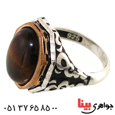 انگشتر چشم ببر مردانه درشت مدل فرهید _کد:10396