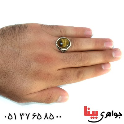 انگشتر چشم ببر مردانه درشت مدل فرهید _کد:10396