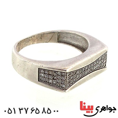 انگشتر نقره مردانه میکروستینگ درخشان _کد:10400