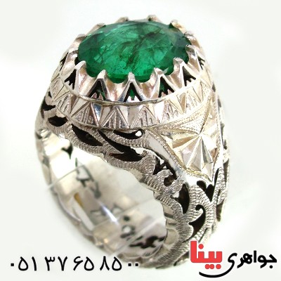 انگشتر زمرد درشت و زلال مردانه فاخر _کد:1471